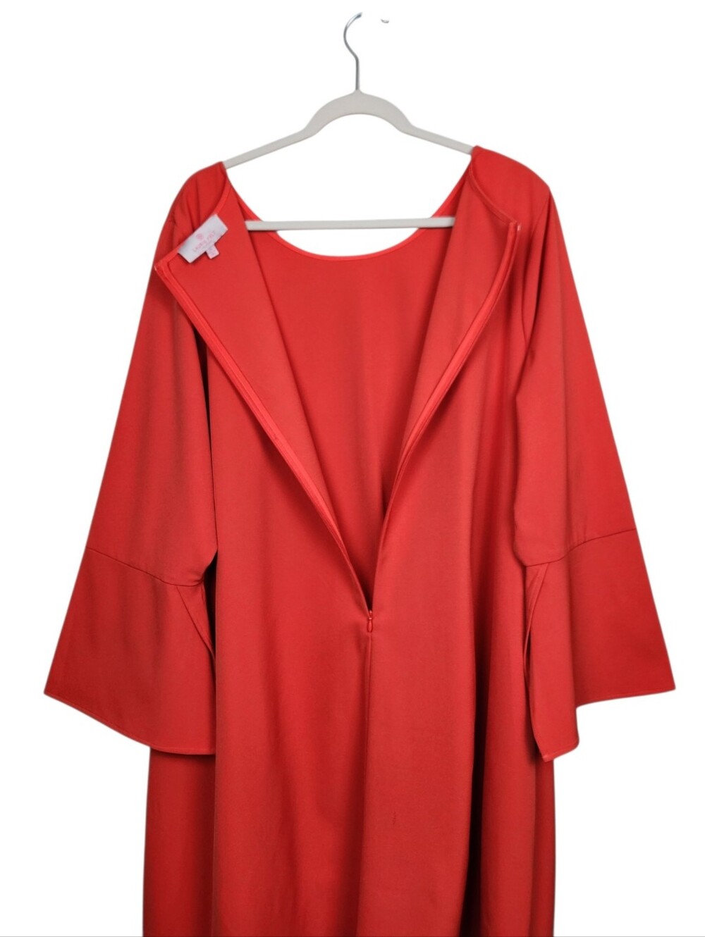 Laurie Felt Orange Bell Sleeve Scuba Stretch Dress Boatneck Womens Size 2X - Picture 9 of 12